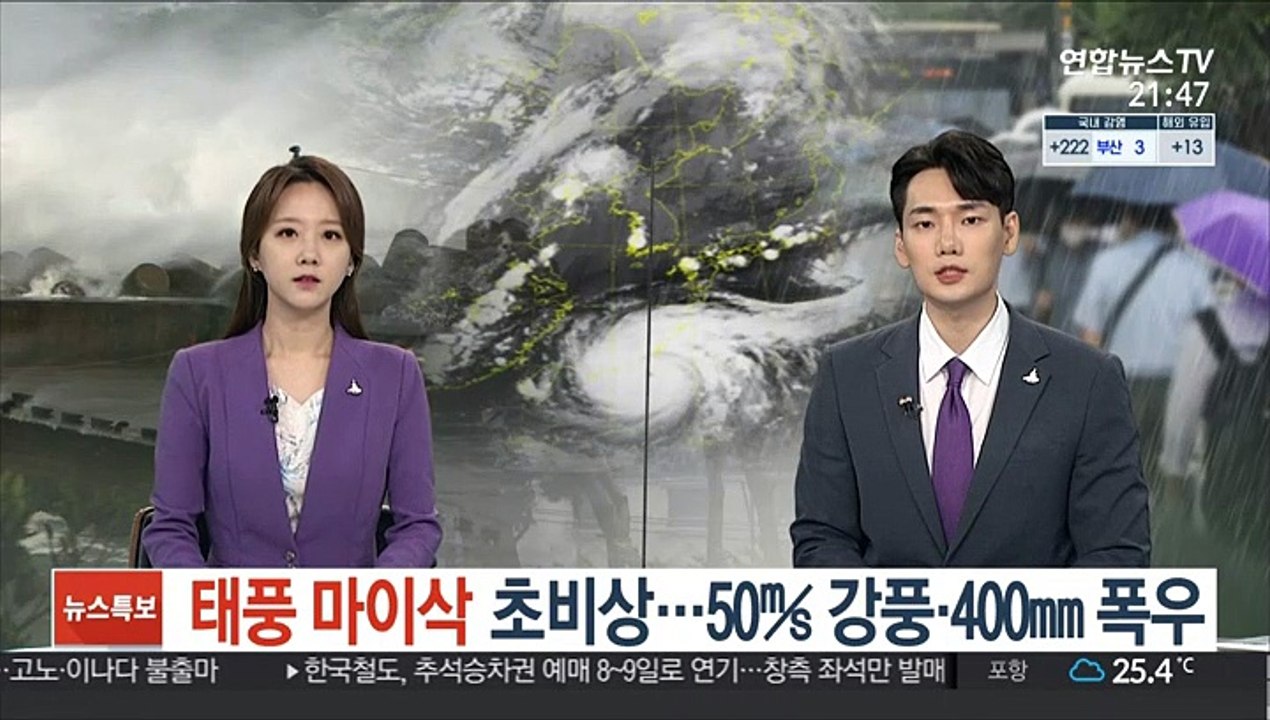 태풍 '마이삭' 초비상…50㎧ 강풍·400㎜ 폭우