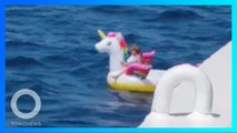 Gadis kecil ditemukan terapung di atas pelampung Unicorn di pesisir Yunani - TomoNews