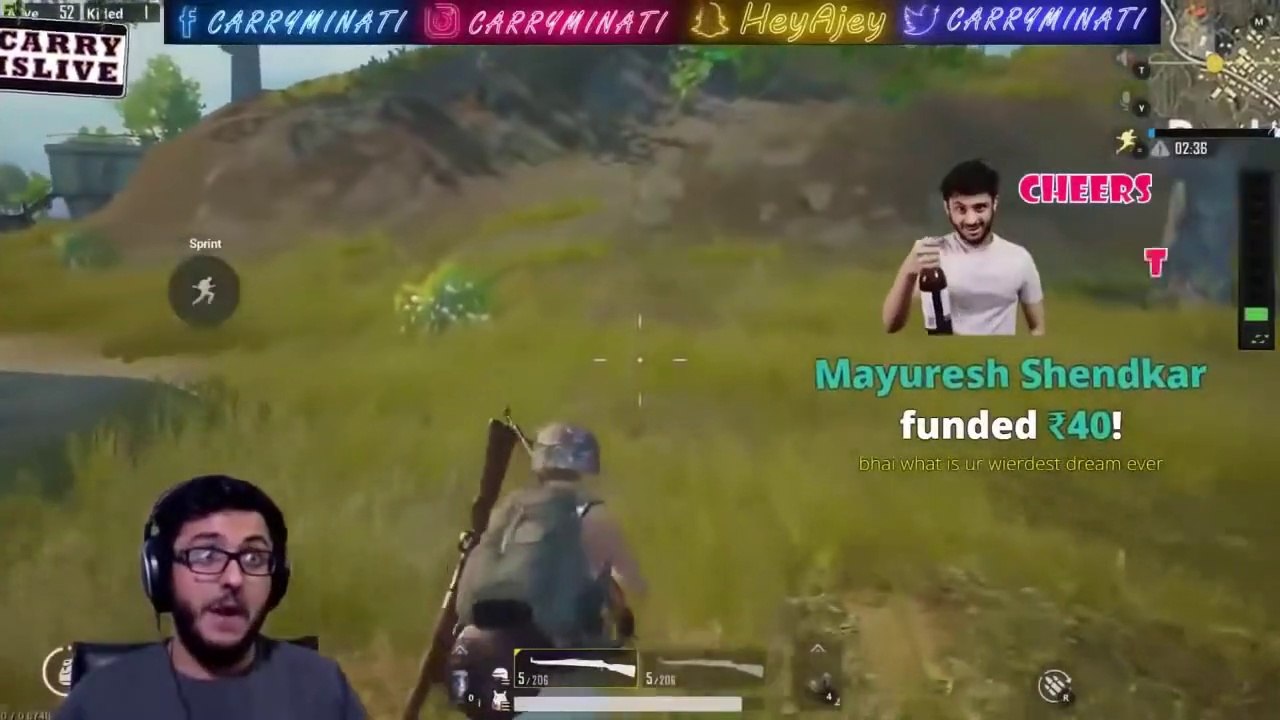carryminati top 10 funny pubg mobile moments - carryminati funny highlights