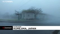 Japonya'nın Okinawa Adası'nda etkili olan Maysak Tayfunu binlerce haneyi elektriksiz bıraktı