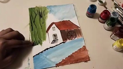 Learn Acrylic Painting Step by Step | Country Side Village House