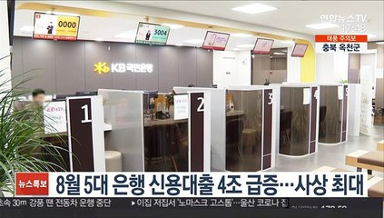 8월 5대 은행 신용대출 4조 급증…사상 최대