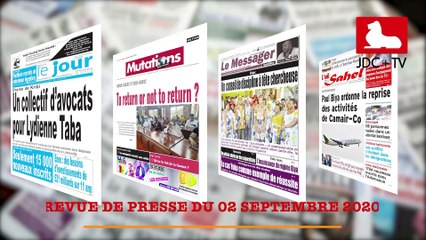 REVUE DE PRESSE CAMEROUNAISE DU 02 SEPTEMBRE 2020