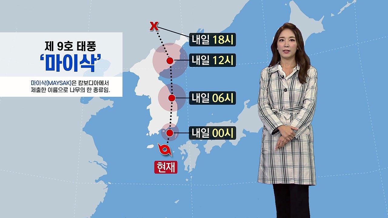 [날씨] 태풍 '마이삭' 현재 위치는?...이 시각 기상센터 / YTN