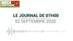 Journal de 7 heures du 2 septembre 2020 [Radio Côte d'Ivoire]