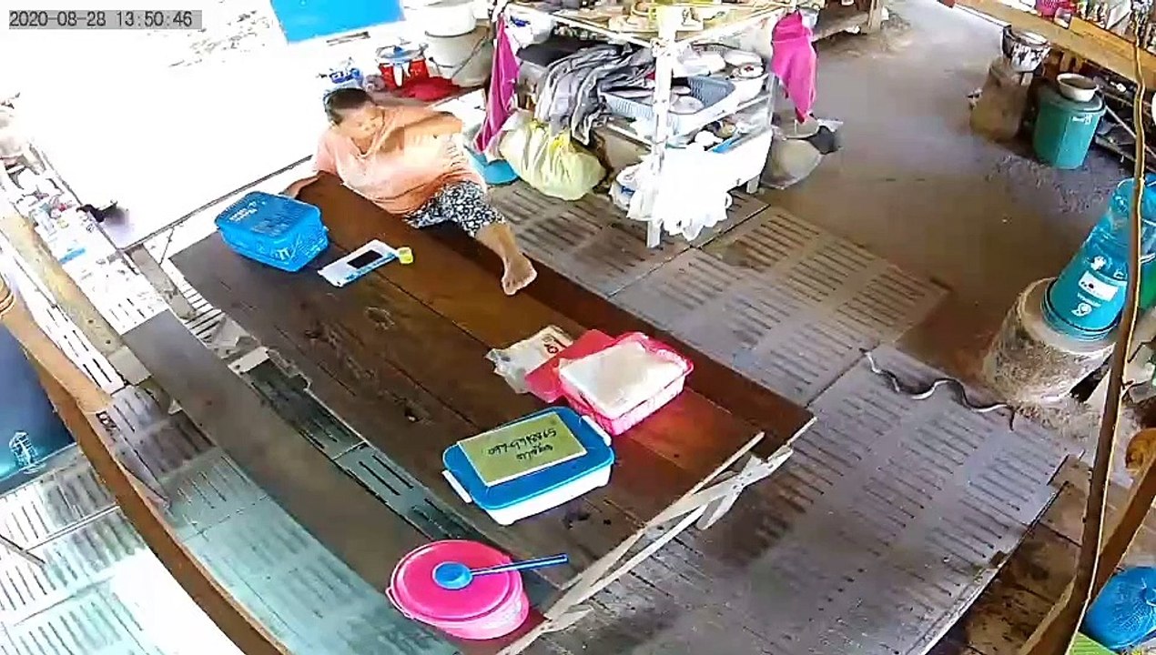 Snake Scares Mom Onto Table
