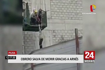 Piura: obrero casi muere al caer de un edificio en construcción
