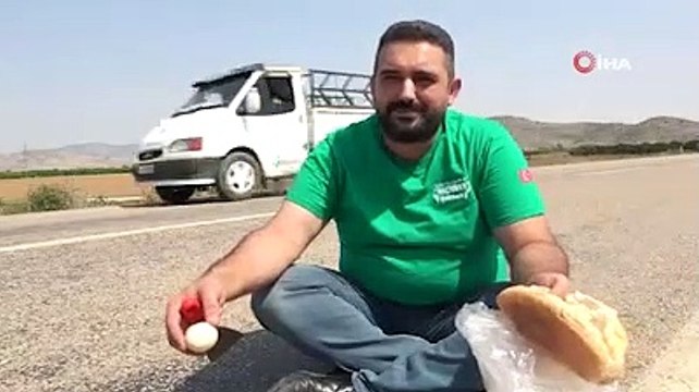 Asfaltta sucuklu yumurta pişirdi