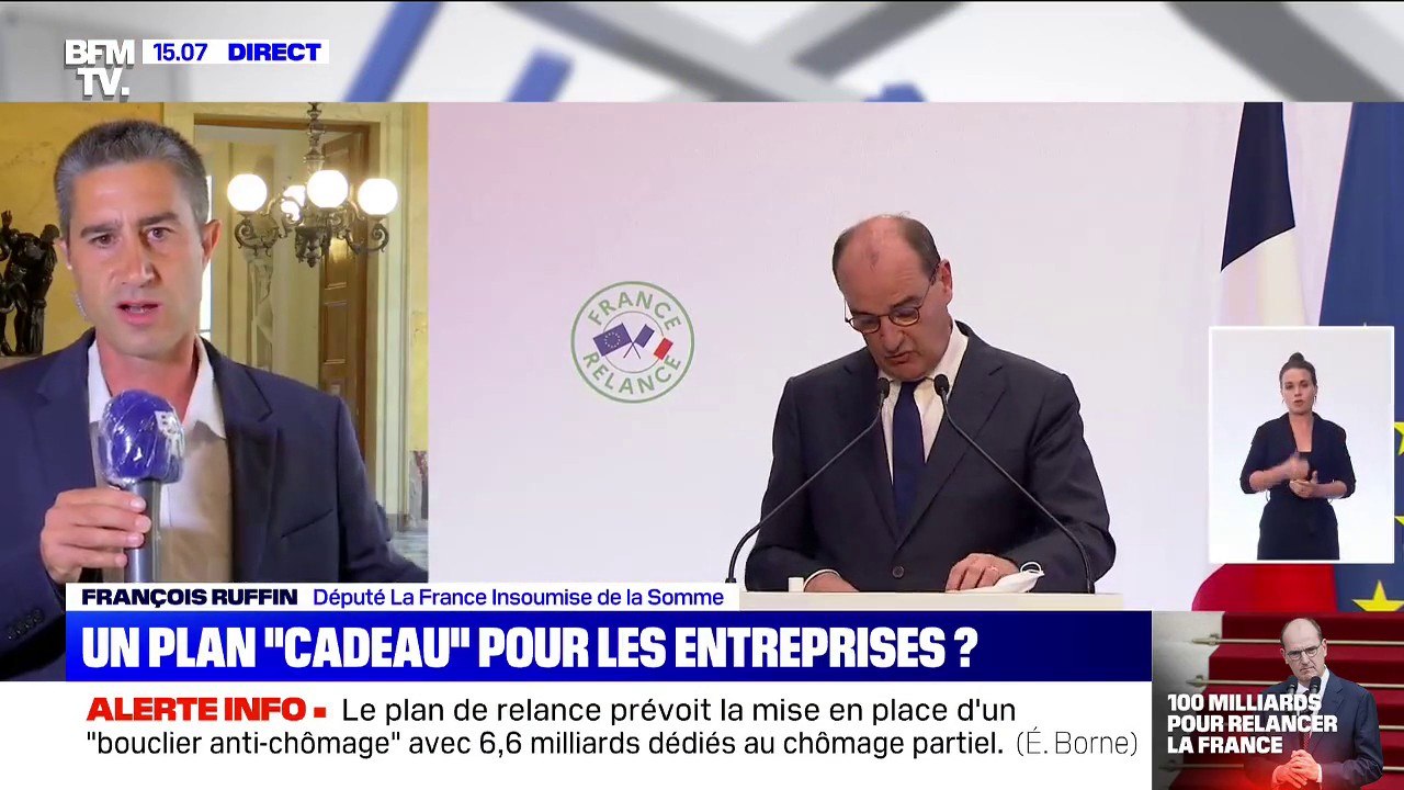 François Ruffin (LFI) "reproche au gouvernement d'arroser de manière générale plutôt que de cibler" pour le plan de relance