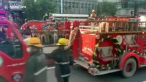 Dozens of fire trucks cause traffic jam during blaze in the Philippines