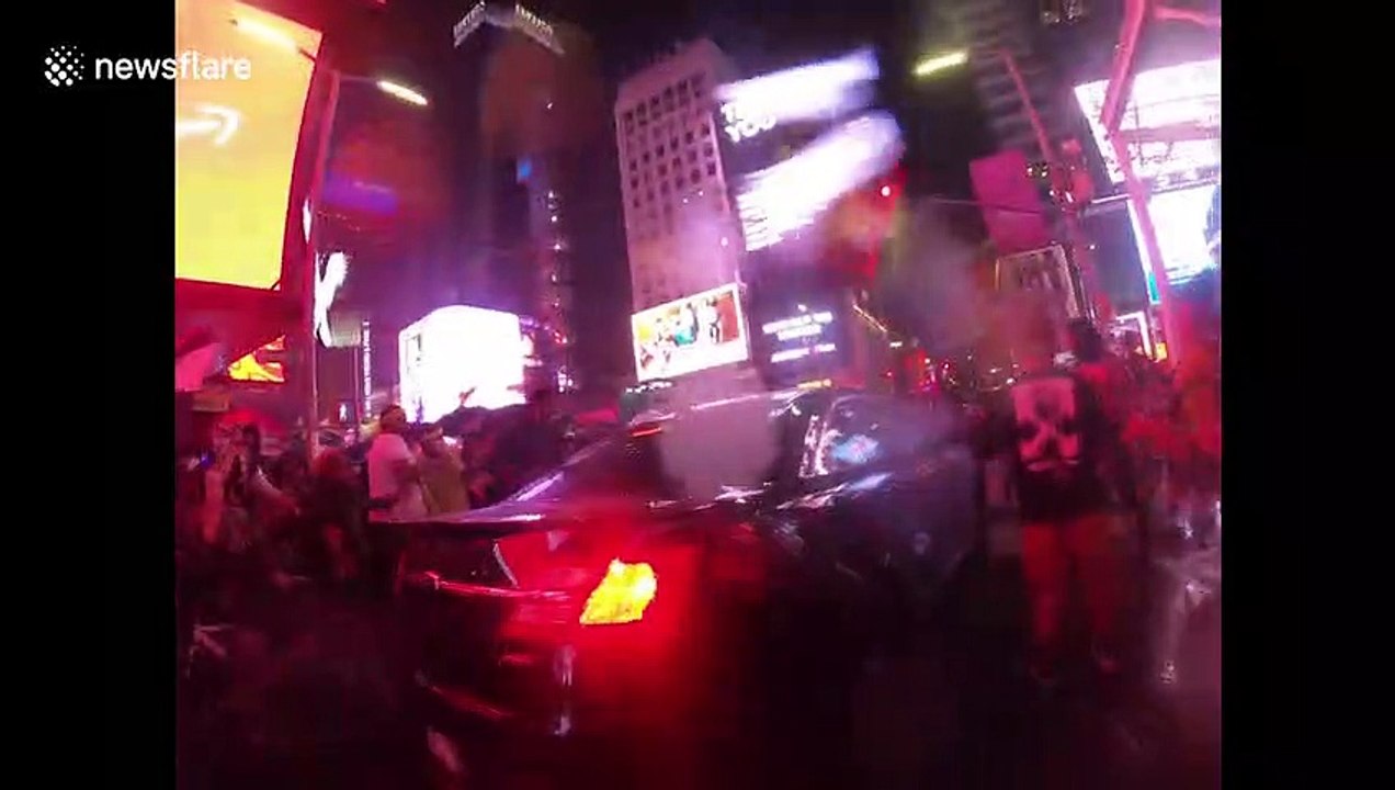 Further footage of car ramming through protesters in New York's Times Square