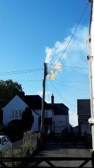 Electric Post Sparks and Catches Fire