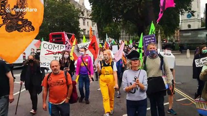 Aftermath of wild, hand-gluing Extinction Rebellion protests at London's Department for Transport