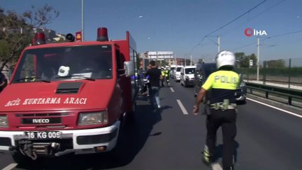 Tek teker üzerinde tehlikeli yolculuk saniye saniye kamerada