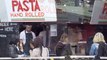 Italian Street Food: Hand Rolled Pasta Fettuccine Alfredo by Cheese Wheel, Camden Lock Market London