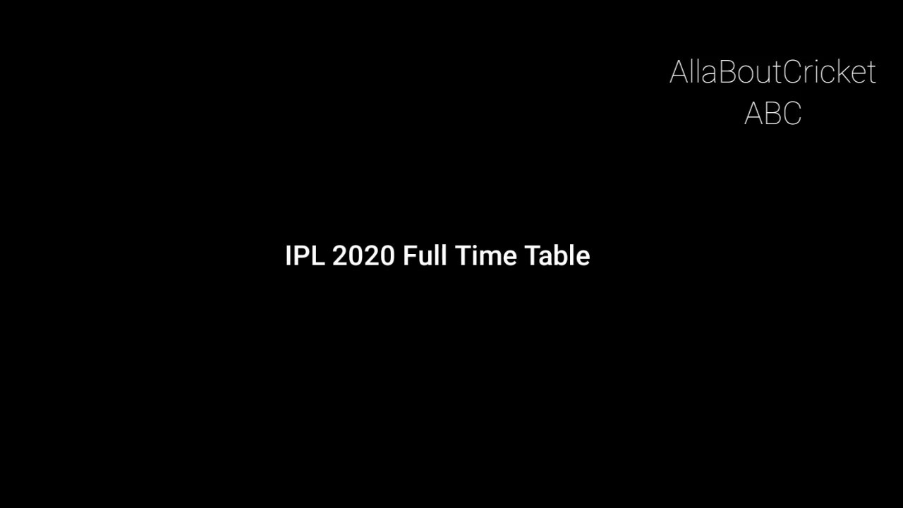 IPL 2020 Full Schedule