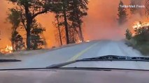 Driver escapes flames from the massive Creek Fire in California