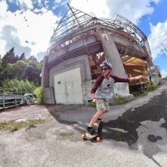 Guy Freeboards Through Abandoned Thermal Power Station