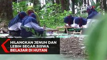Unik! Guru Dan Siswa Belajar Secara Tatap Muka Di Hutan Tetap Jalankan Protokol Kesehatan