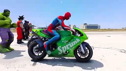 SpiderMan and Motorcycles Challenge At the Aeroporto With GOKU, , HULK - GTA V MODS_Trim