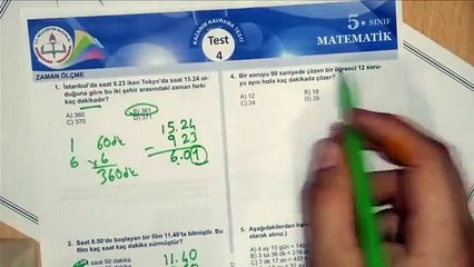 5 Sınıf Matematik  Zaman Ölçme 4.Kazanım Testi #CkmkAkademi