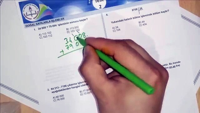 5.Sınıf MATEMATİK Kazanım Testi 2 (Doğal Sayılarda İşlemler) Bursluluk Sınavına Uygun #CkmkAkademi