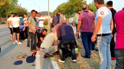 Otomobilin çarptığı motosiklet sürücüsü yaralandı