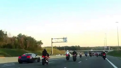 Bikers ride through the city of Johannesburg, South Africa