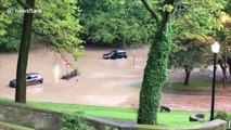 Severe thunderstorms in Ohio floods the roads of Cleveland