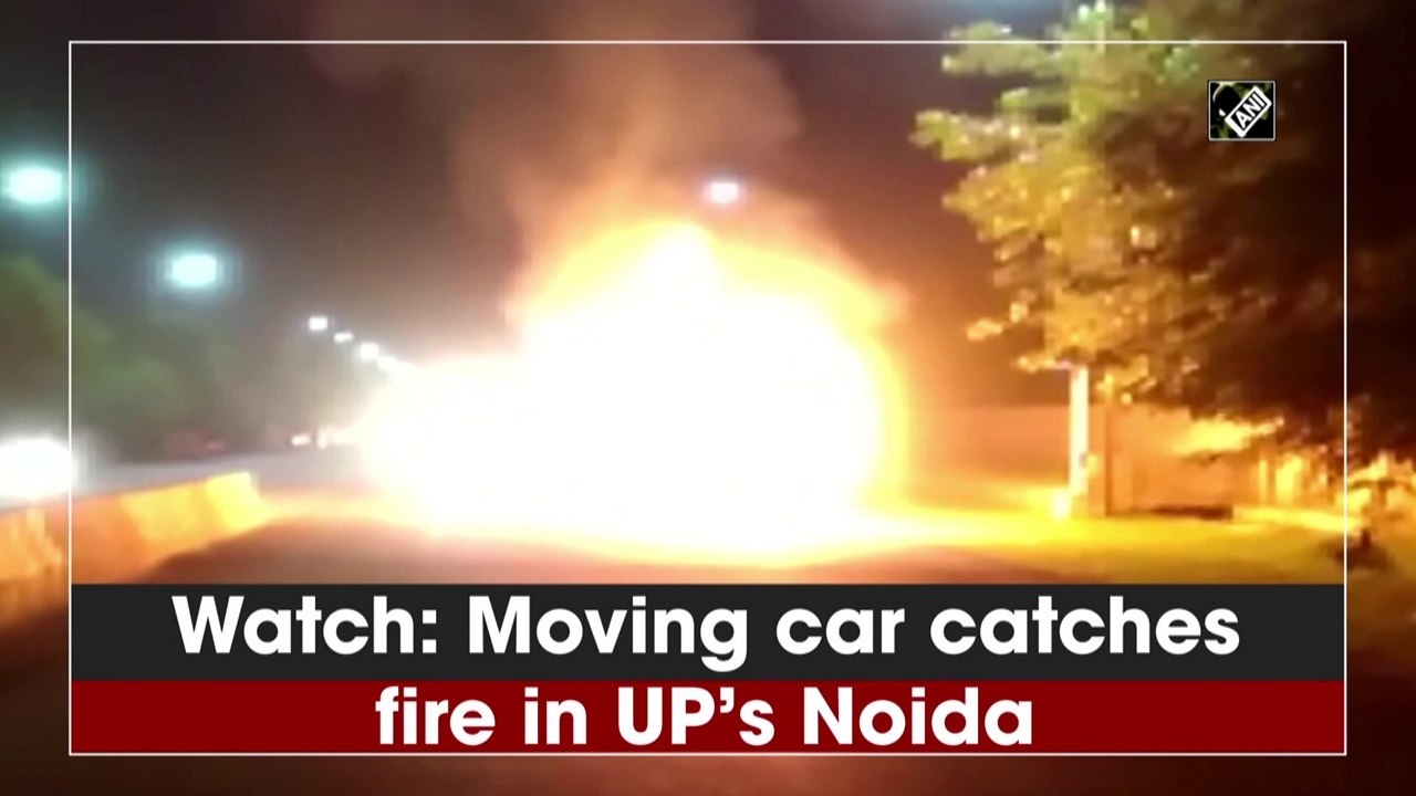 Moving car catches fire in UP’s Noida
