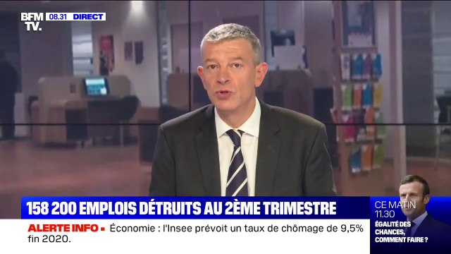 L'Insee prévoit un taux de chômage de 9,5 fin 2020 et un rebond du PIB à +17% au 3e trimestre