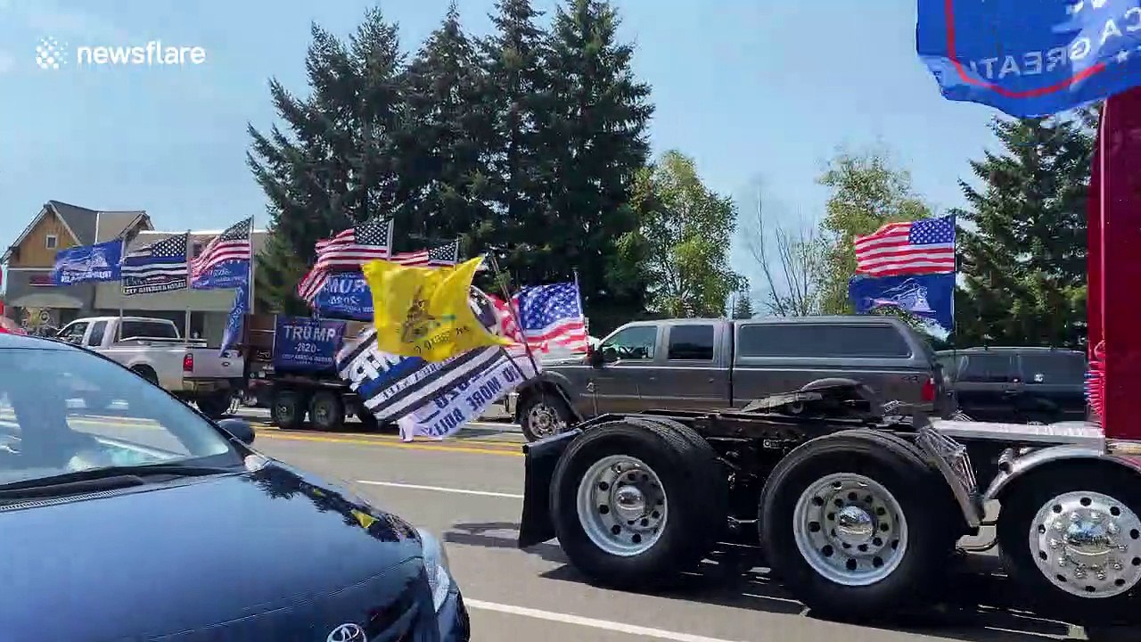 Hundreds of drivers and bikers gather at pro-Trump rally in Oregon City ...