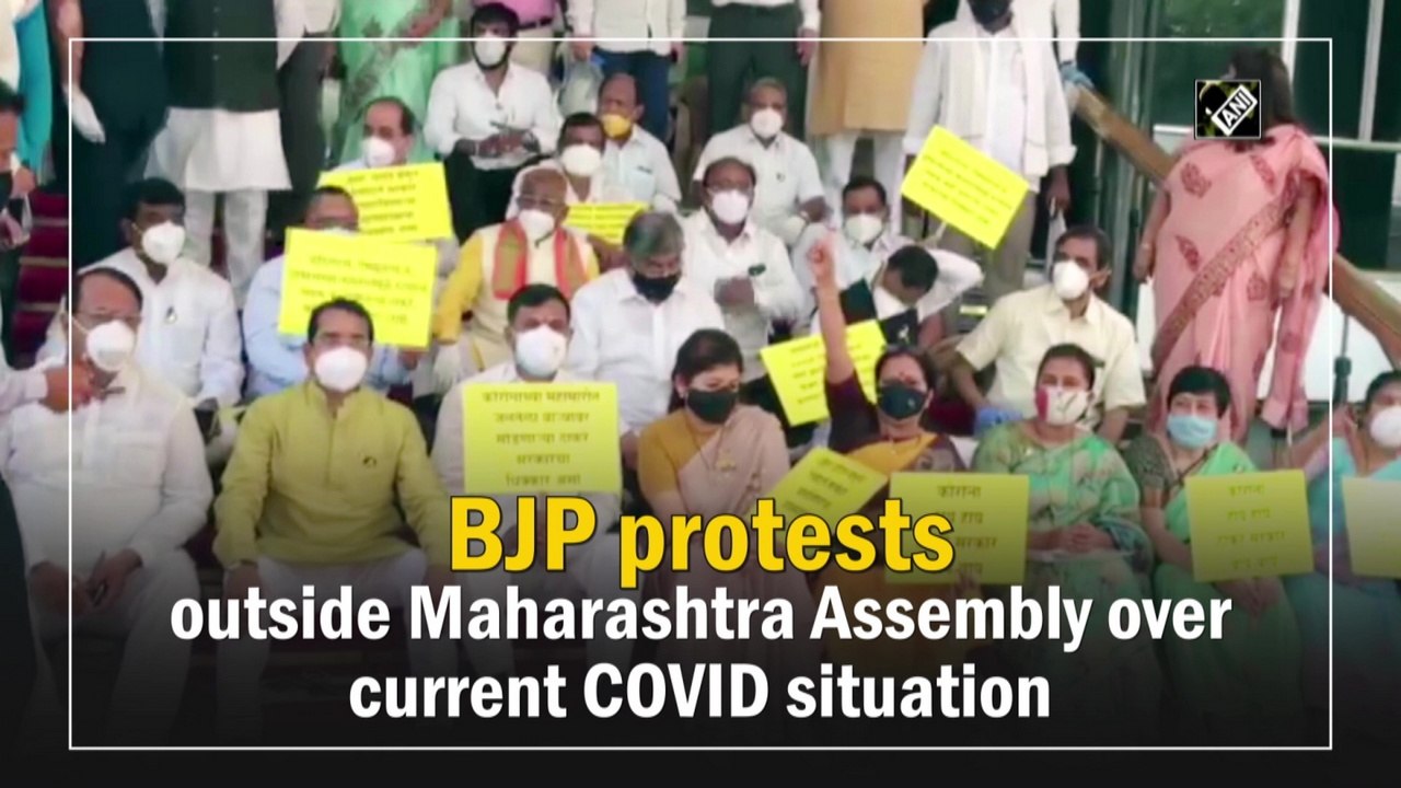 BJP protests outside Maharashtra Assembly over current Covid-19 situation