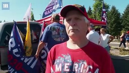Supporters of President Trump hold a rally in Oregon