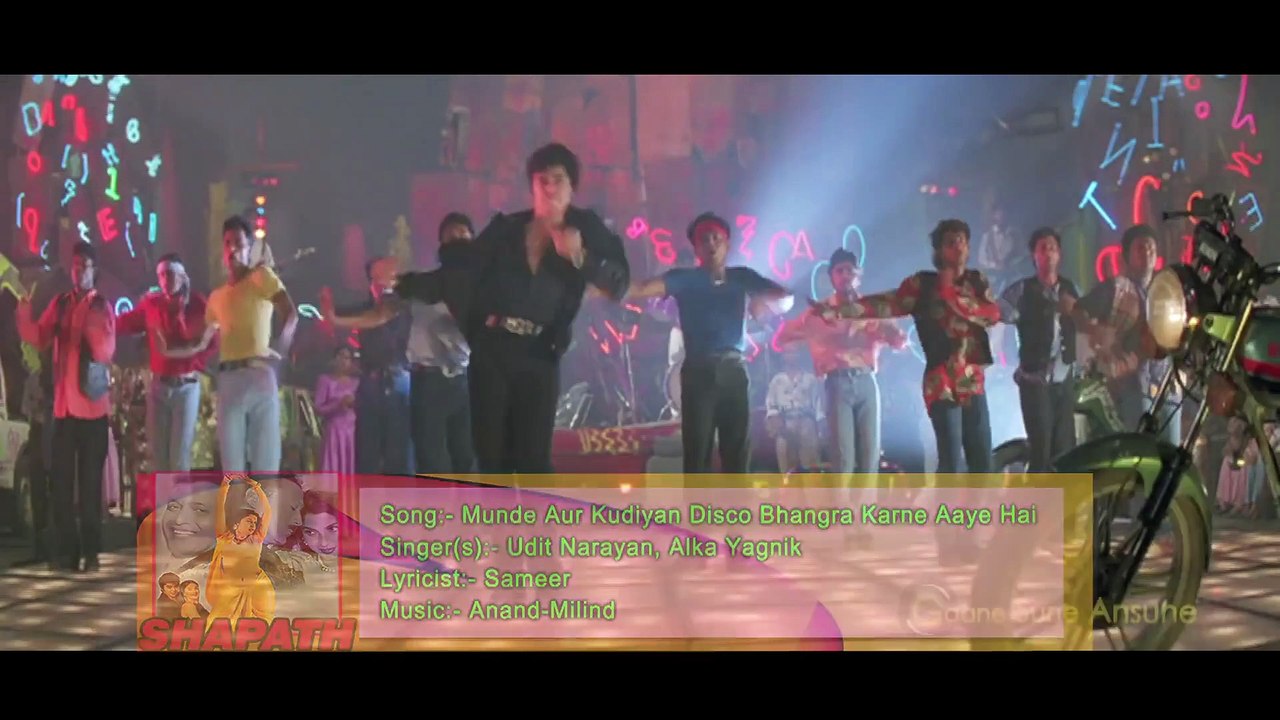Munde Aur Kudiyan Disco Bhangra Karne Aaye Hai / Udit Narayan, Alka Yagnik / Shapath HD Songs /Jackie.