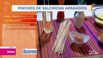 Receta: pincho de salchicha apanada con salsa criolla