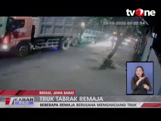 Coba Hadang Truk yang Melaju Kecang, Remaja Dilindas