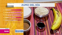 Zumo del día: banano, avena, leche de almendras, canela y esencia de vainilla