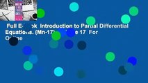 Full E-book  Introduction to Partial Differential Equations. (Mn-17), Volume 17  For Online