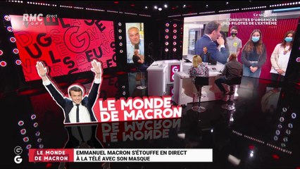 Le monde de Macron : Emmanuel Macron s'étouffe en direct à la télé avec son masque - 09/09