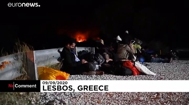Lesbos' migrants sleep on the streets after fire at Moria camp