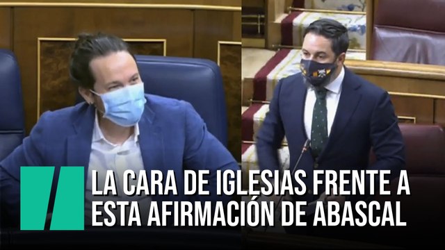 La cara de Pablo Iglesias frente a esta afirmación de Santiago Abascal