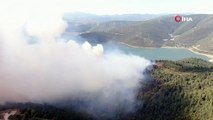 Bursa’daki orman yangını havadan görüntülendi