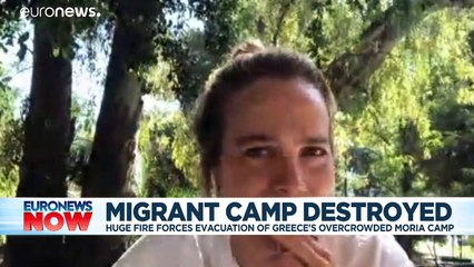 Thousands of migrants flee massive fire at Lesbos camp