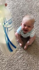 Crying Toddler Instantly Starts Laughing When She Sees Milk Bottle