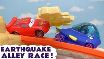 Hot Wheels Earthquake Challenge with Disney Pixar Cars 3 Lightning McQueen with PJ Masks  Marvel Avengers and Finding Dory in this Toy Story Race Full Episode English Story for Kids