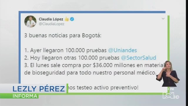 Bogotá comenzará a hacer pruebas masivas para detección de coronavirus