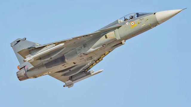 Indigenous Tejas performs during Rafale induction ceremony