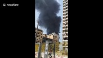 Thick smoke rises from intense fire at Beirut's port