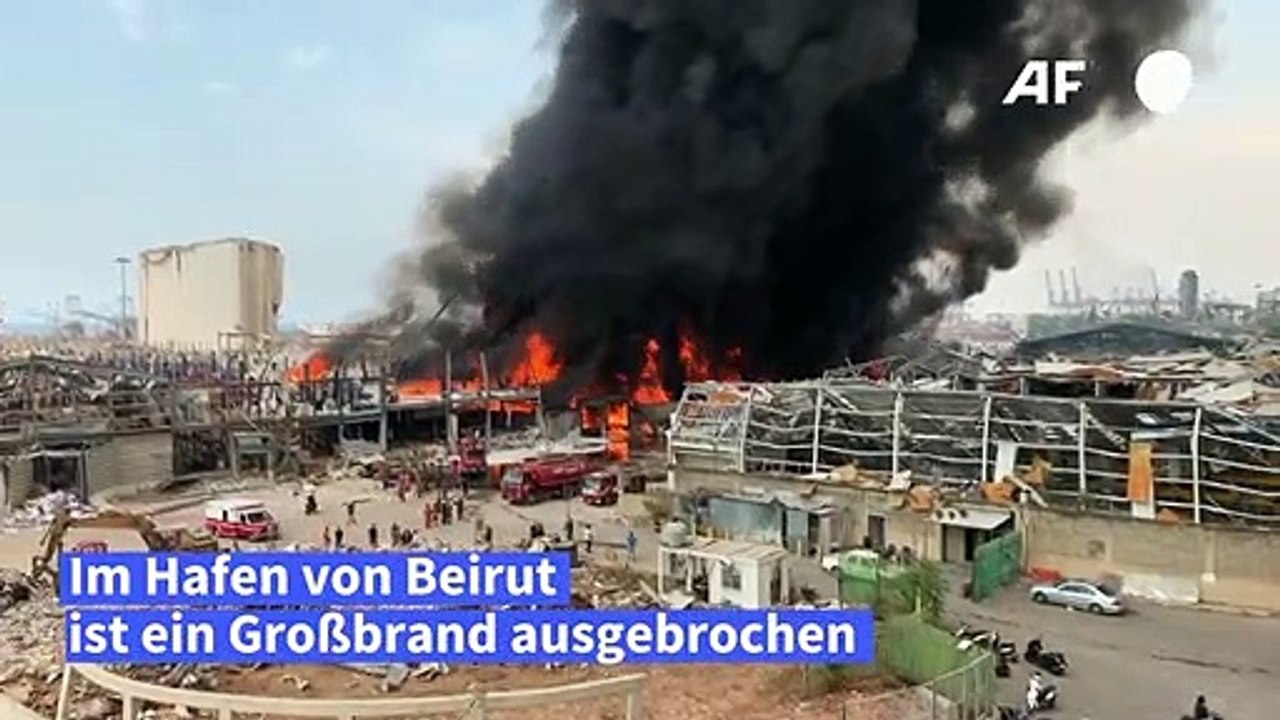 Großbrand am Hafen von Beirut